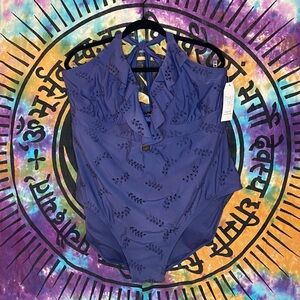 Time and Tru Royal Blue Ruffled One-Piece Swimsuit